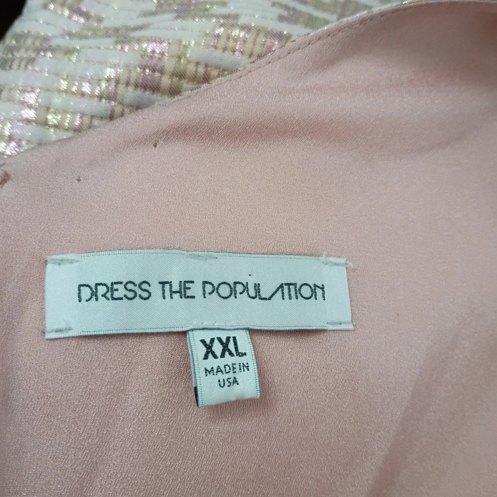 Dress the Population fit and flare cocktail party dress pink shiny XXL - Picture 10 of 11